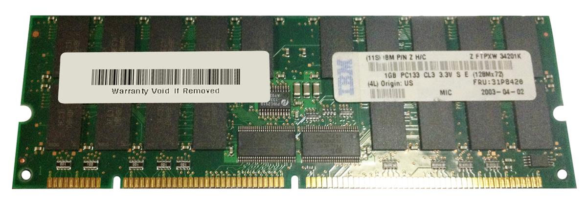 31P8420 IBM 1GB PC133 133MHz ECC Registered CL3 168-Pin DIMM Memory Module