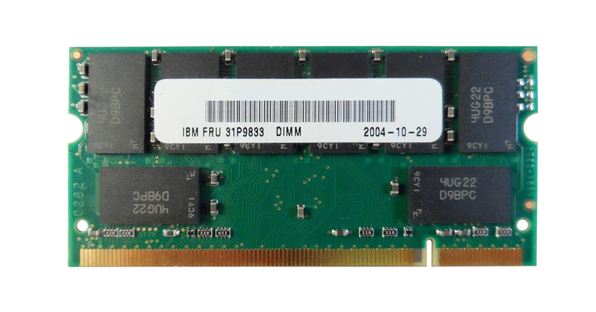 31P9833 IBM 512MB PC2700 DDR-333MHz non-ECC Unbuffered CL2.5 200-Pin SoDimm Memory Module