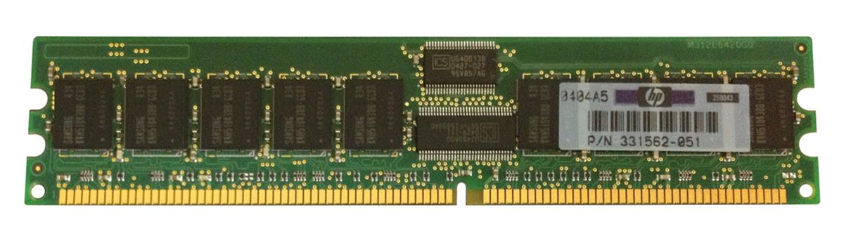 331562-051 HP 1GB PC2700 DDR-333MHz Registered ECC CL2.5 184-Pin DIMM 2.5V Memory Module for ProLiant ML350 / DL360 G4 and ML110 / ML150 G2 Server