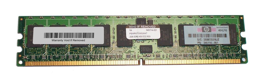 345114-051 HP 2GB PC2-3200 DDR2-400MHz ECC Registered CL3 240-Pin DIMM Dual Rank Memory Module for ProLiant ML370 / DL380 / DL360 / DL580 G4 Server