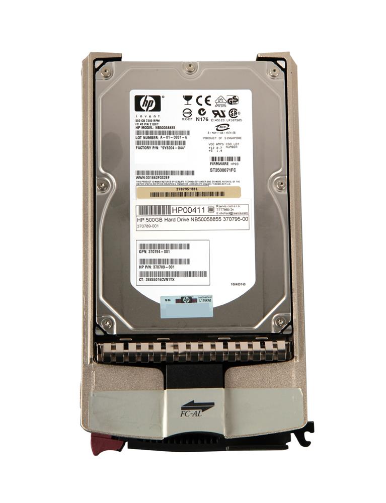 370794-001 HP 500GB 7200RPM FATA Dual Port Hot Swap 3.5-inch Internal Hard Drive with Tray for StorageWorks EVA