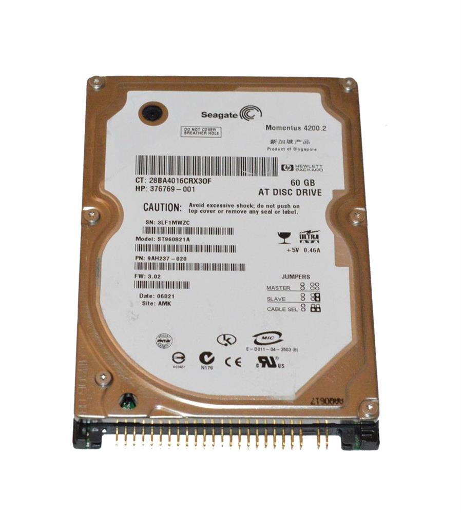 376769-001 HP 60GB 4200RPM ATA-100 2.5-inch Internal Hard Drive for Pavilion Notebook