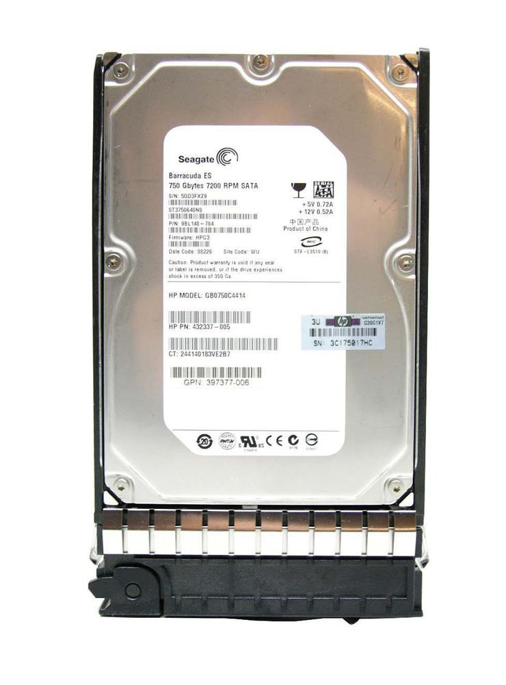 397377-006 HP 750GB 7200RPM SATA 3Gbps Midline Hot Swap 3.5-inch Internal Hard Drive