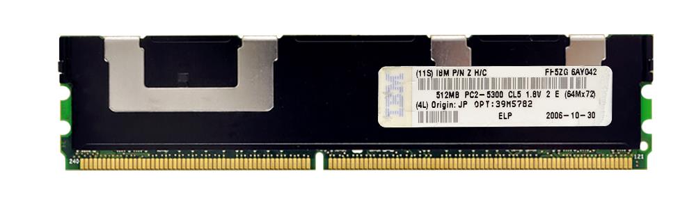 39M5782 IBM 1GB Kit (2 X 512MB) PC2-5300 DDR2-667MHz ECC Fully Buffered CL5 240-Pin DIMM Single Rank Memory