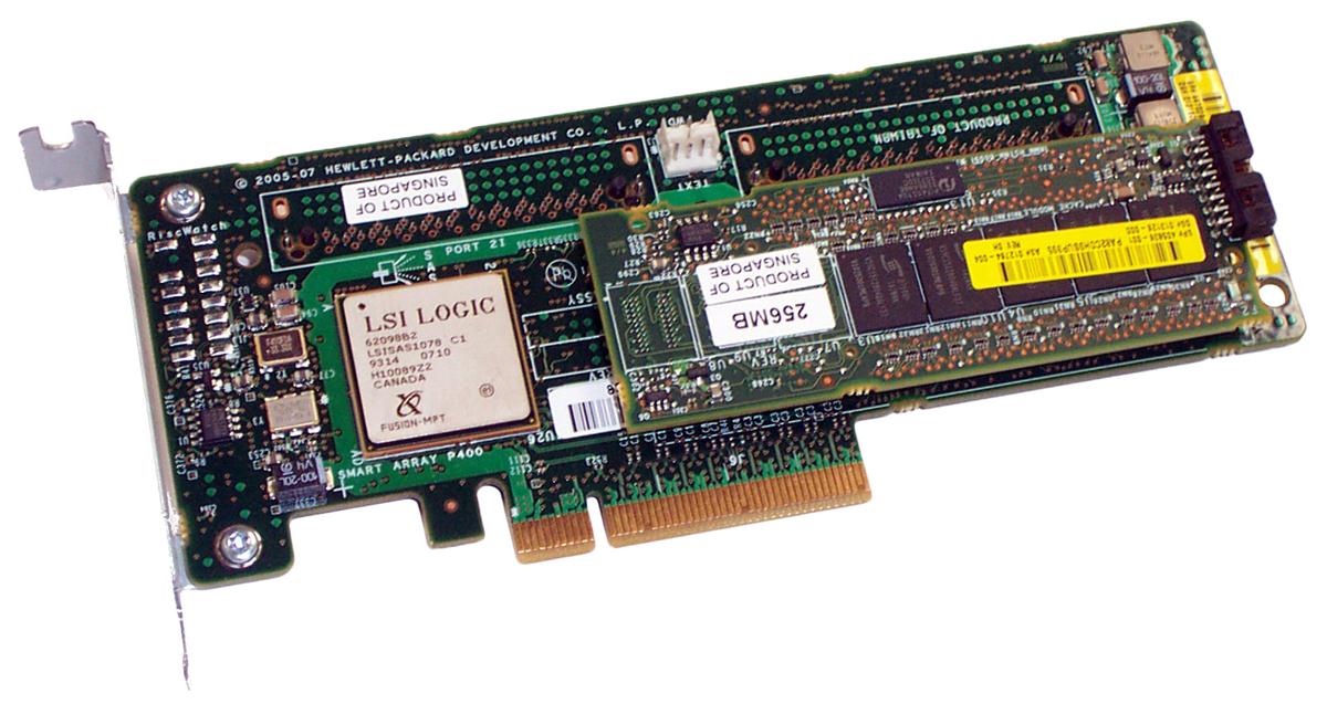 405831-001 HP Smart Array P400 PCI-Express 8-Channel Serial Attached SCSI (SAS) RAID Controller Card with 256MB BBWC (Battery Backed Write Cache)