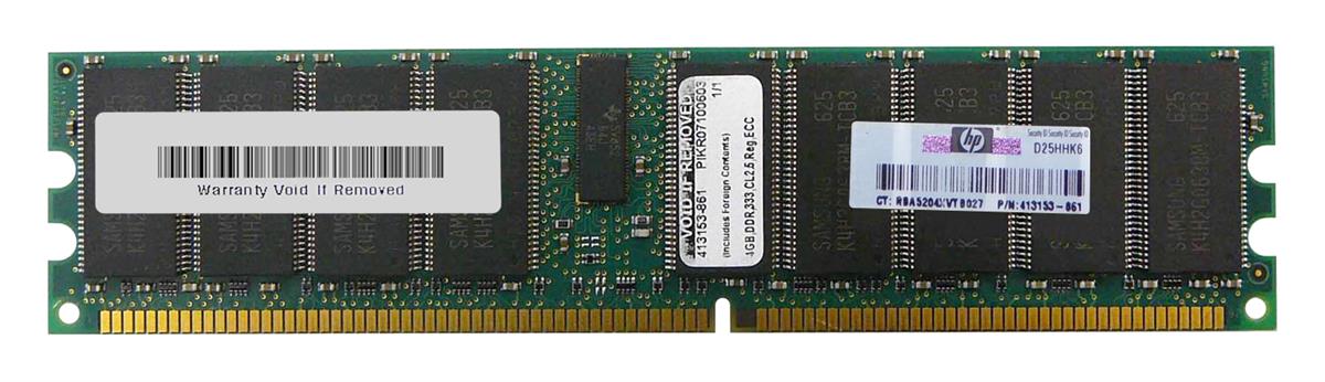 413153-861 HP 4GB PC2700 DDR-333MHz Registered ECC CL2.5 184-Pin DIMM 2.5V Dual Rank Memory Module for ProLiant DL585 Server