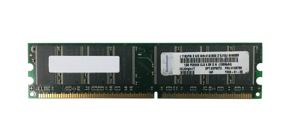 41X3733 IBM 1GB PC3200 DDR-400MHz non-ECC Unbuffered CL3 184-Pin DIMM Memory Module