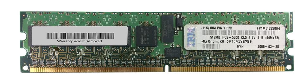 41Y2759 IBM 1GB Kit (2 X 512MB) PC2-5300 DDR2-667MHz ECC Registered CL5 240-Pin DIMM Single Rank Memory for xSeries Servers