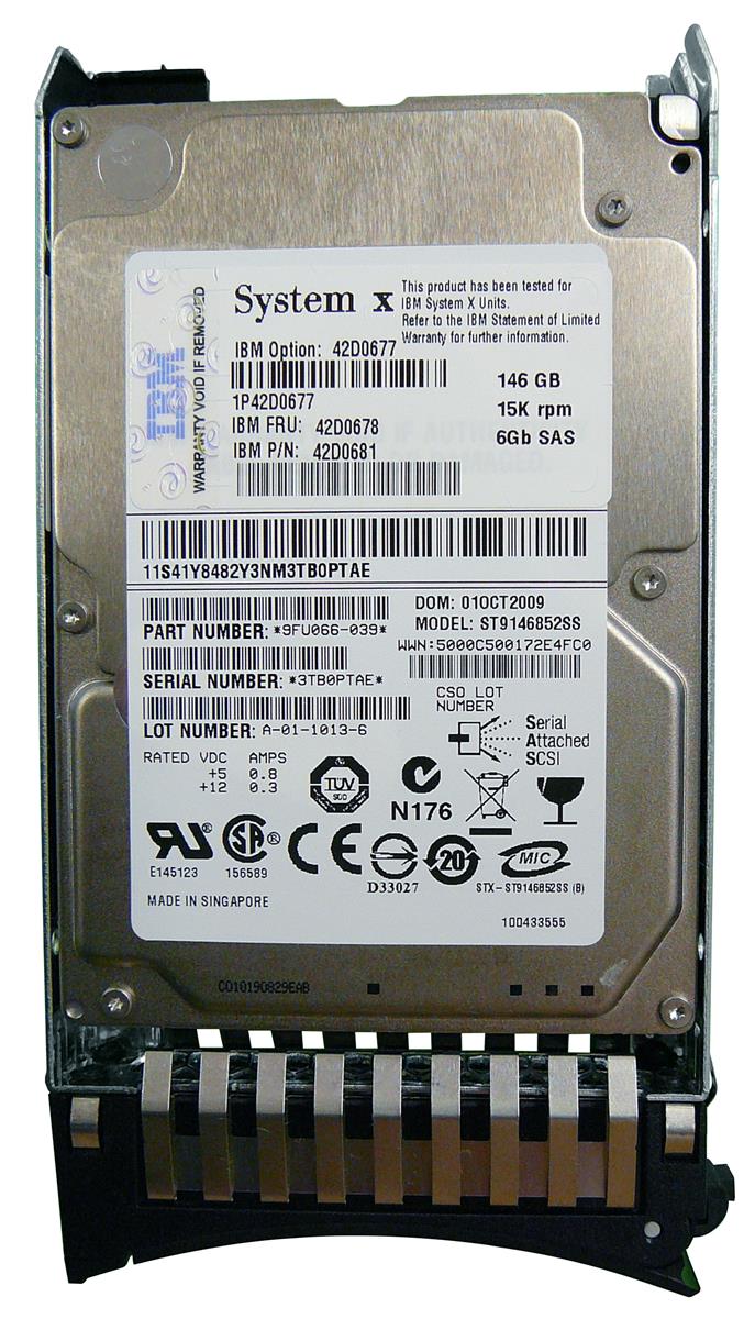 42D0677-A1 IBM 146GB 15000RPM SAS 6Gbps Hot Swap 16MB Cache 2.5-inch Internal Hard Drive