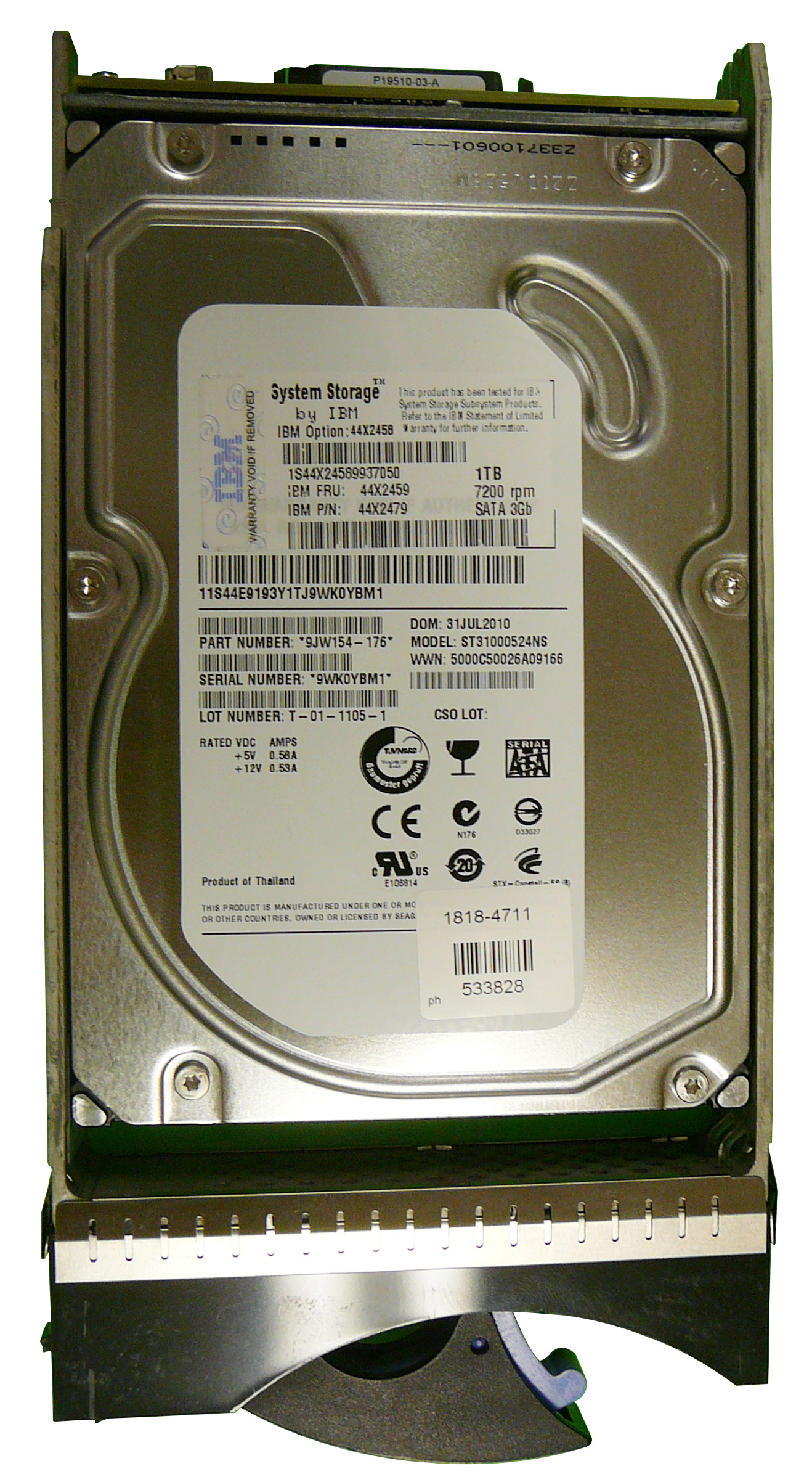 44X2459 IBM 1TB 7200RPM SATA 3Gbps Hot Swap 32MB Cache E-DDM 3.5-inch Internal Hard Drive for TotalStorage DS4200 DS4700 DS4800 and DS5100