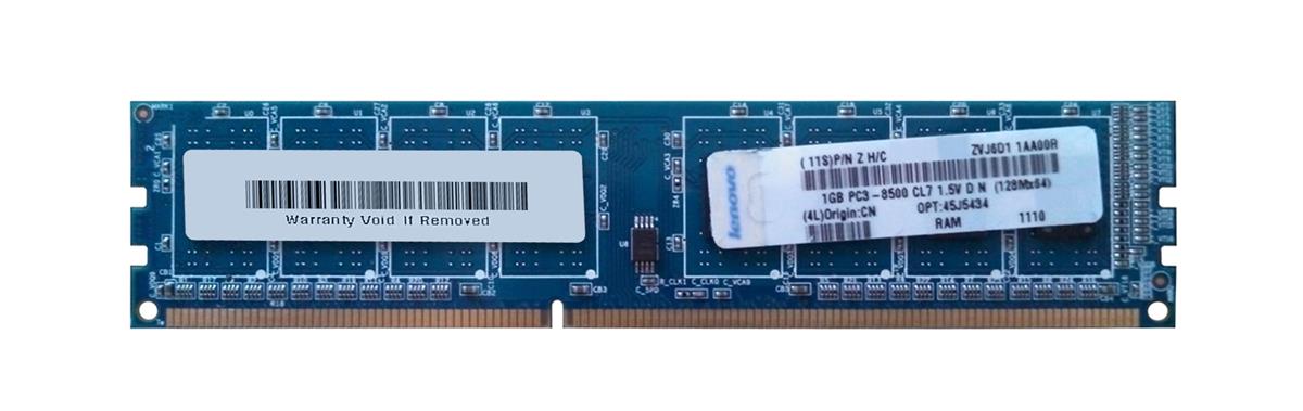 45J5434 IBM 1GB PC3-8500 DDR3-1066MHz non-ECC Unbuffered CL7 240-Pin DIMM Single Rank Memory Module