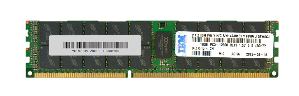 47J0183 IBM 16GB PC3-12800 DDR3-1600MHz ECC Registered CL11 240-Pin DIMM Dual Rank Memory Module