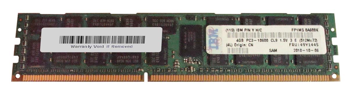 49Y1445 IBM 4GB PC3-10600 DDR3-1333MHz ECC Registered CL9 240-Pin DIMM Dual Rank Memory Module