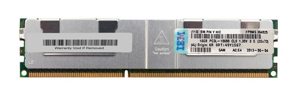 49Y1567 IBM 16GB PC3-10600 DDR3-1333MHz ECC Registered CL9 240-Pin Load Reduced DIMM 1.35V Low Voltage Quad Rank Memory Module