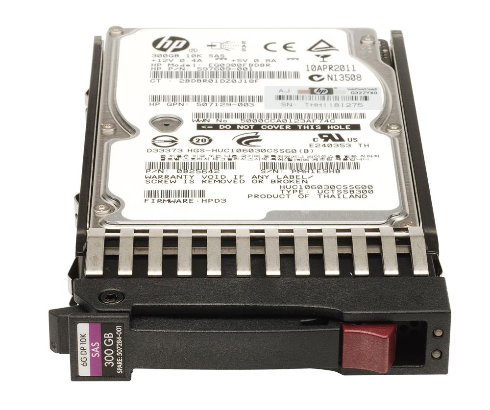 507129-003 HP 300GB 10000RPM SAS 6Gbps Dual Port Hot Swap 2.5-inch Internal Hard Drive