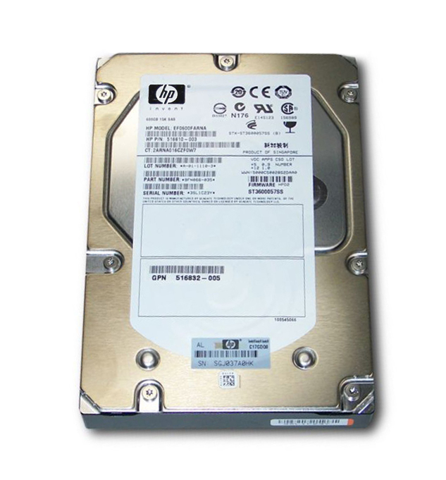 516832-006 HP 600GB 15000RPM SAS 6Gbps Dual Port Hot Swap 3.5-inch Internal Hard Drive