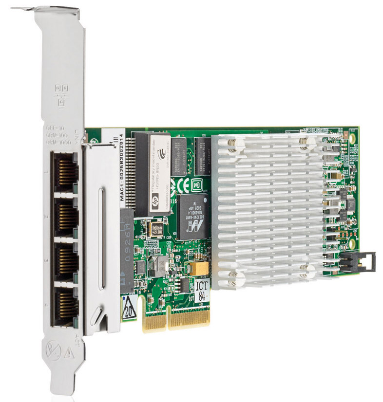 539931-001 HP Quad-Ports RJ-45 1Gbps 10Base-T/100Base-TX/1000Base-T Gigabit Ethernet PCI Express 2.0 x4 Low Profile Server Network Adapter