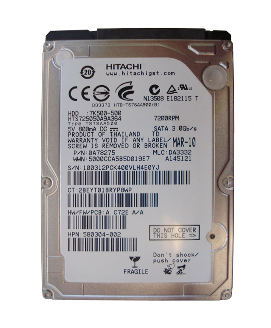 580304-002 HP 500GB 7200RPM SATA 3Gbps 2.5-inch Internal Hard Drive