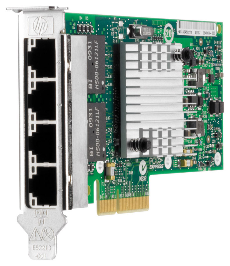 593743-001 HP Quad-Ports RJ-45 1Gbps 10Base-T/100Base-TX/1000Base-T Gigabit Ethernet PCI Express 2.0 x4 Server Network Adapter