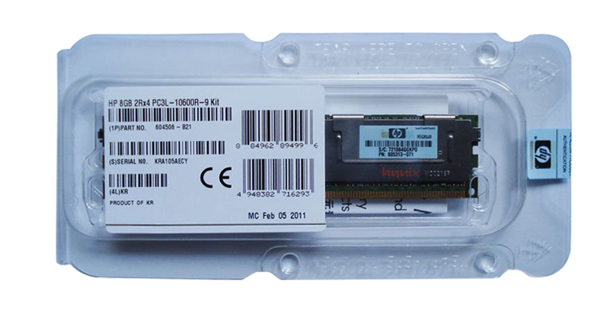 604506-B21 HP 8GB PC3-10600 DDR3-1333MHz ECC Registered CL9 240-Pin DIMM 1.35V Low Voltage Dual Rank Memory Module