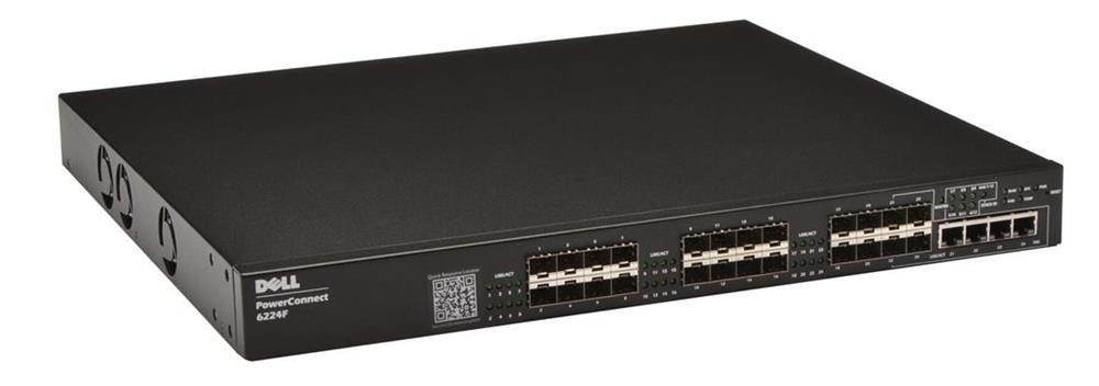 6224F Dell PowerConnect 20-Ports SFP 10/100/1000Base-T 10Gbps Gigabit Ethernet L3 Stackable Switch with 4x Combo SFP or Copper Ports (Refurbished)