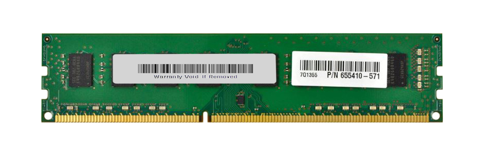 655410-571 HP 4GB PC3-12800 DDR3-1600MHz non-ECC Unbuffered CL11 240-Pin DIMM Dual Rank Memory Module