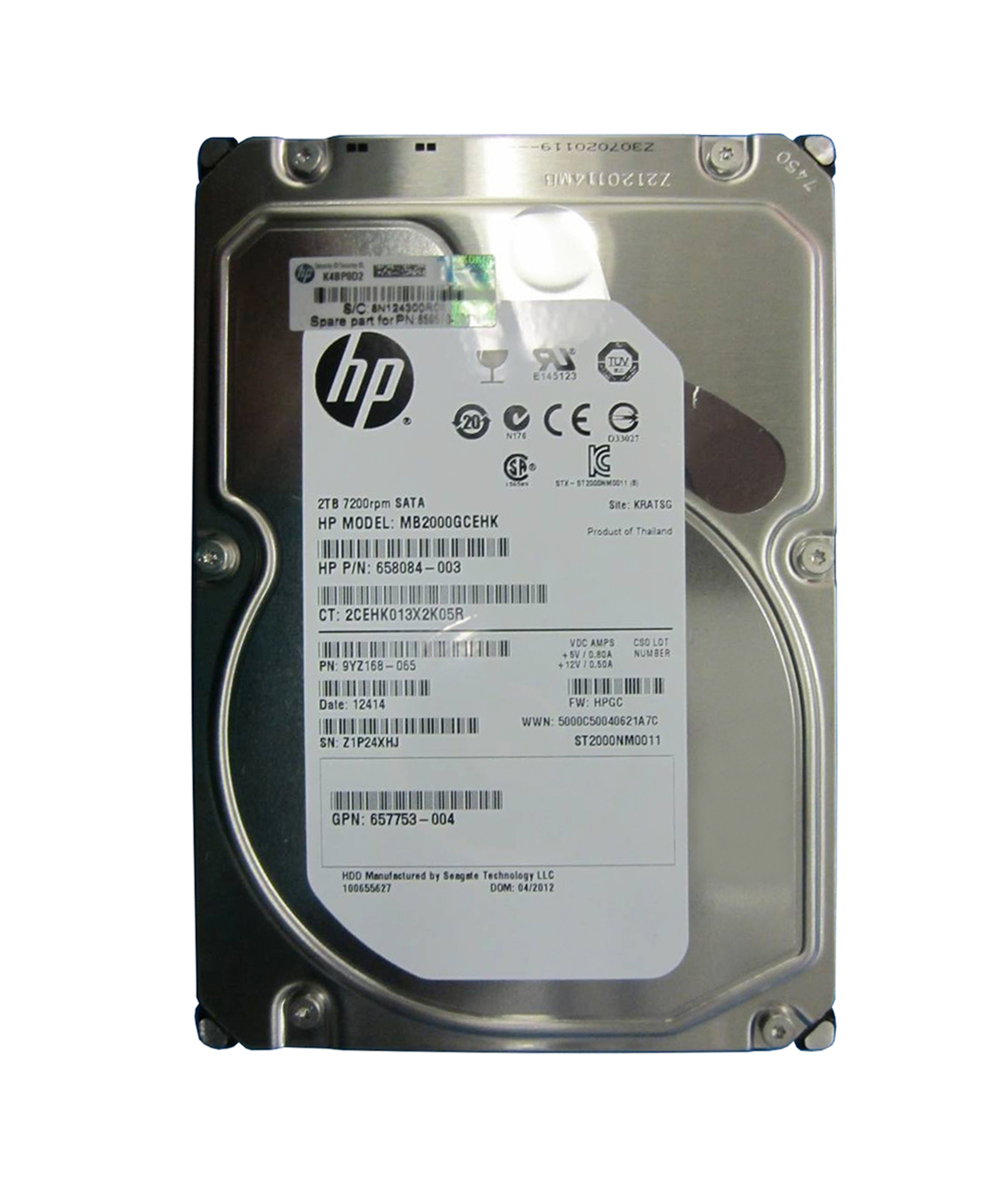659570-001 HP 2TB 7200RPM SATA 6Gbps MidLine 3.5-inch Internal Hard Drive