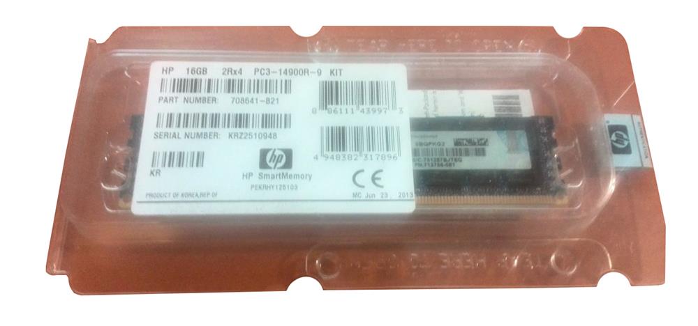 708641-B21 HP 16GB PC3-14900 DDR3-1866MHz ECC Registered CL13 240-Pin DIMM Dual Rank Memory Module