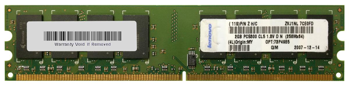73P4985 IBM 2GB PC2-5300 DDR2-667MHz non-ECC Unbuffered CL5 240-Pin DIMM Dual Rank Memory Module