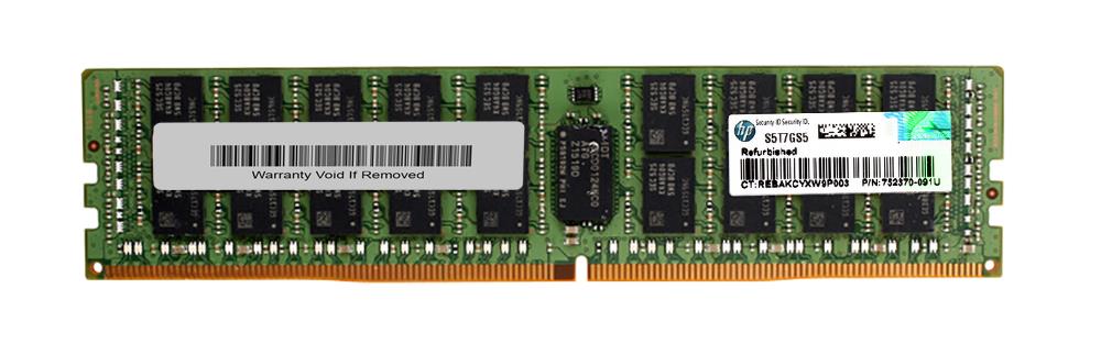 752370-091 HP 32GB PC4-17000 DDR4-2133MHz Registered ECC CL15 288-Pin DIMM 1.2V Dual Rank Memory Module