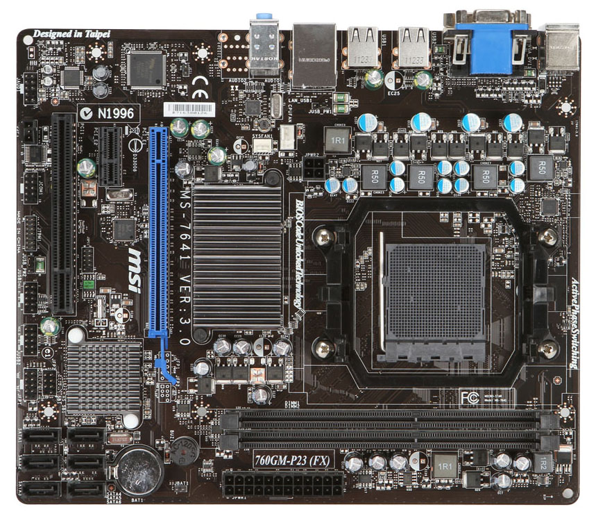 760GM-P23-FX MSI Socket AM3+ AMD 760G + SB710 Chipset AMD Phenom II X6/ Phenom II X4/ Phenom II X3/ AMD Athlon II X4/ Athlon II X3/ AMD Sempron Processors Support DDR3 2x DIMM 6x SATA 3.0Gb/s Micro-ATX Motherboard (Refurbished)