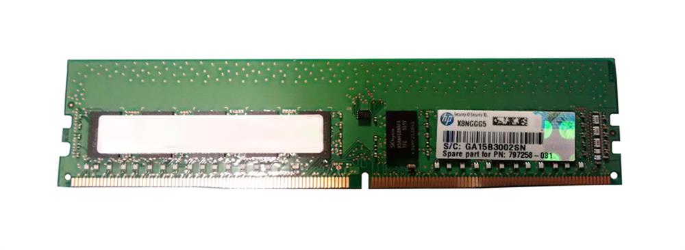 797258-081 HP 8GB PC4-17000 DDR4-2133MHz ECC Unbuffered CL15 288-Pin DIMM 1.2V Dual Rank Memory Module