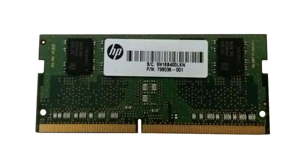 798036-001 HP 4GB PC4-17000 DDR4-2133MHz non-ECC Unbuffered CL15 260-Pin SoDimm 1.2V Single Rank Memory Module