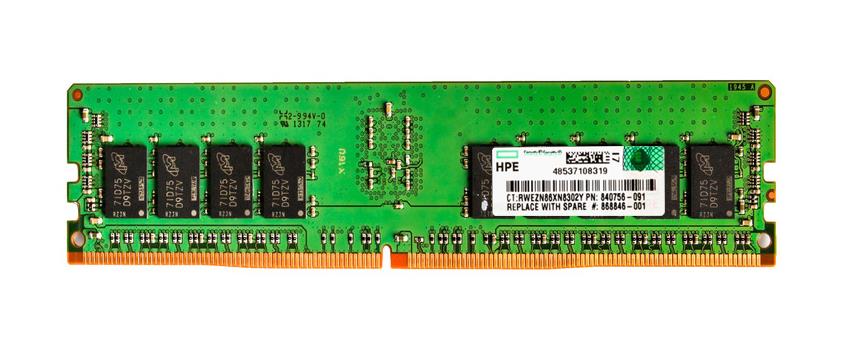 840756-091 HPE 16GB PC4-21300 DDR4-2666MHz Registered ECC CL19 288-Pin DIMM 1.2V Dual Rank Memory Module
