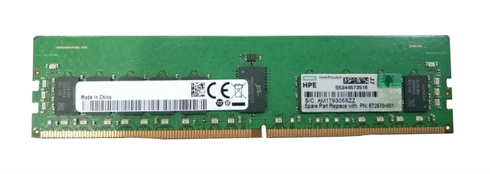 872970-001 HPE 16GB PC4-21300 DDR4-2666MHz Registered ECC CL19 288-Pin DIMM 1.2V Single Rank Memory Module