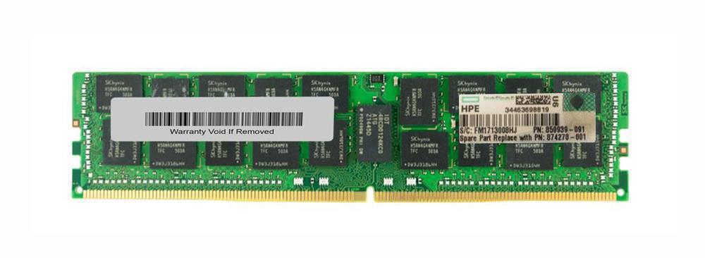 874270-001 HPE 64GB PC4-19200 DDR4-2400MHz Registered ECC CL17 288-Pin Load Reduced DIMM 1.2V Quad Rank Memory Module
