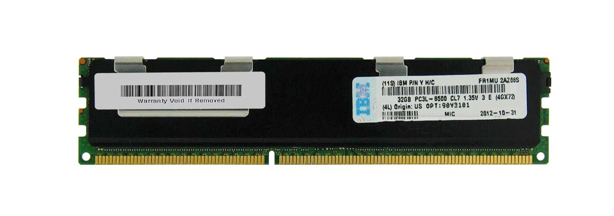 90Y3101-A1 IBM 32GB PC3-8500 DDR3-1066MHz ECC Registered CL7 240-Pin DIMM 1.35V Low Voltage Quad Rank Memory Module