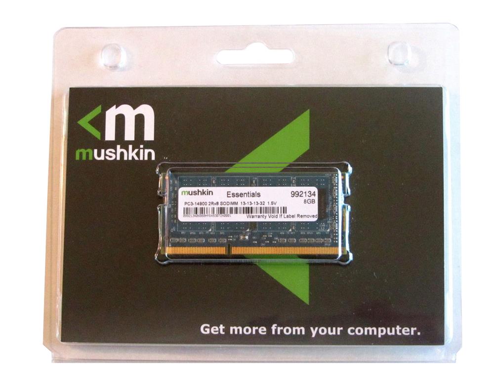 992134 Mushkin Essentials 8GB PC3-14900 DDR3-1866MHz non-ECC Unbuffered CL13 204-Pin SoDimm Dual Rank Memory Module