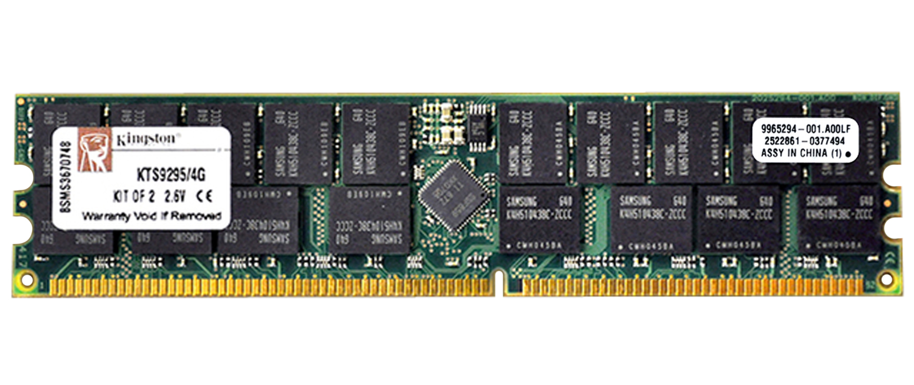 9965294-001.A00LF Kingston 2GB PC3200 DDR-400MHz Registered ECC CL3 184-Pin DIMM 2.5V Memory Module