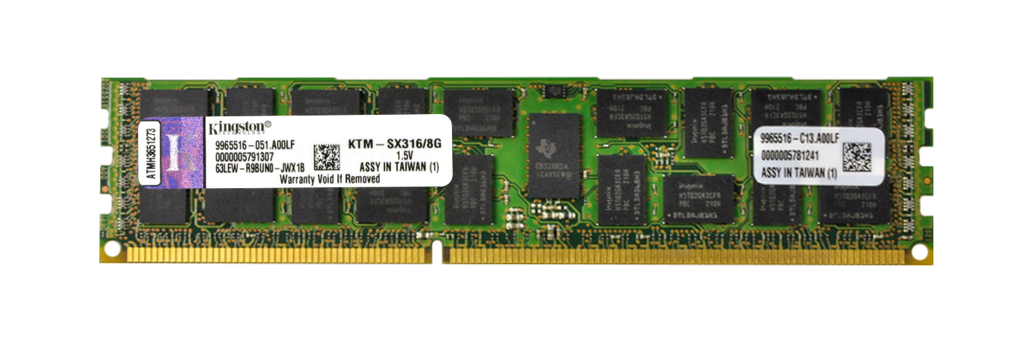 9965516-C13.A00LF Kingston 8GB PC3-12800 DDR3-1600MHz ECC Registered CL11 240-Pin DIMM Dual Rank Memory Module for IBM
