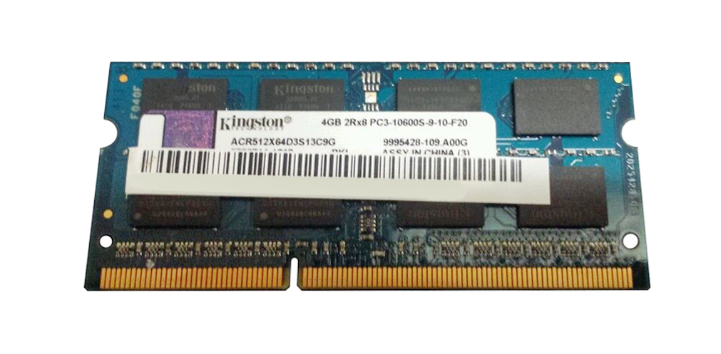ACR512X64D3S13C9G Kingston 4GB PC3-10600 DDR3-1333MHz non-ECC Unbuffered CL9 204-Pin SoDimm Dual Rank Memory Module