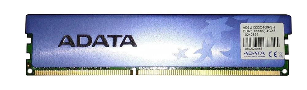 AD3U1333C4G9-S ADATA 4GB PC3-10600 DDR3-1333MHz non-ECC Unbuffered CL9 240-Pin DIMM Dual Rank Memory Module