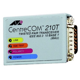 AT-210T Allied Telesis CentreCOM 210T 10Mbps 10Base-T Twisted Pair RJ-45 Connector MAU Transceiver Module
