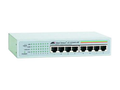AT-GS900/8E-10 Allied Telesis 8-Ports 10/ 100/ 1000Base-TX Unmanaged Switch with External PSU (Refurbished)