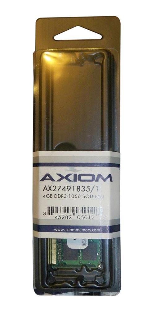 AX27491835/1 Axiom 4GB PC3-8500 DDR3-1066MHz non-ECC Unbuffered CL7 204-Pin SoDimm Dual Rank Memory Module