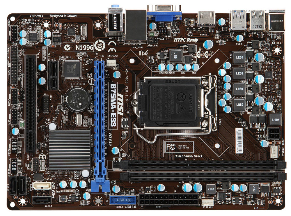 B75MA-E33-A1 MSI B75MA-E33 Socket LGA 1155 Intel B75 Chipset 3rd Gen Core i7 / i5 / i3 / Pentium / Celeron Processor Support DDR3 2x DIMM 1x SATA 6.0Gb/s Micro-ATX Motherboard (Refurbished)