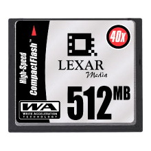 CF512-40-278 Lexar 512MB 40x CompactFlash (CF) Memory Card