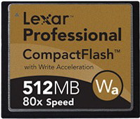 CF512-80-380 Lexar 512MB Professional Series 80X CompactFlash (CF) Memory Card