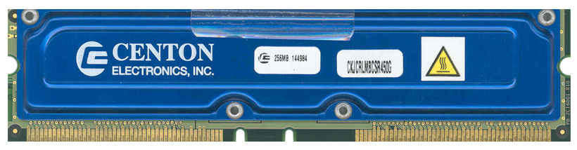 CINT256M/RB800 Centon 256MB Rambus PC800 800MHz non-ECC Unbuffered 45ns 184-Pin RDRAM RIMM Memory Module