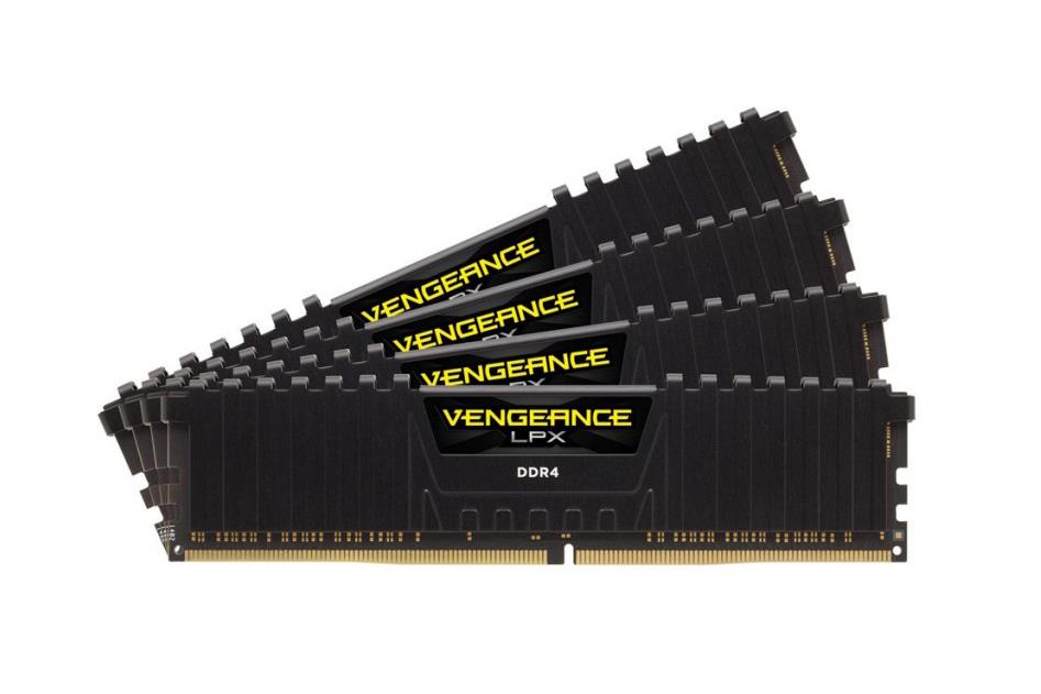 CMK64GX4M4B3200C16 Corsair Vengeance LPX Black 64GB Kit (4 X 16GB) PC4-25600 DDR4-3200MHz non-ECC Unbuffered CL16 (16-18-18-36) 288-Pin DIMM Memory 